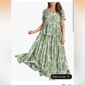 Women's YesNo Green Floral Maxi Dress